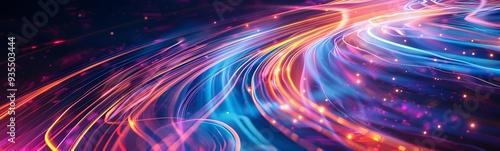 Abstract blue and purple dynamic background.Futuristic vivd neon swirl lines. Light effect. 