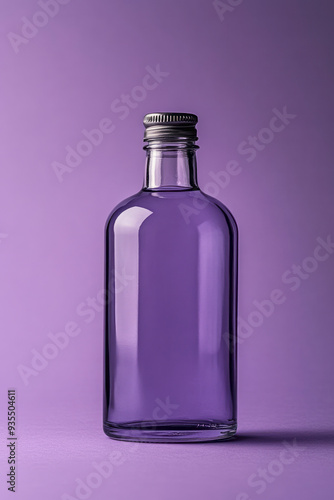 A warning label on a bottle, isolated on a pastel lavender background, symbolizing the often-ignored dangers of alcoholism,