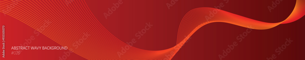 Abstract vibrant long background with wavy orange lines flowing smoothly on red empty space for design Abstract vibrant long background with wavy orange lines flowing smoothly on red empty space for design