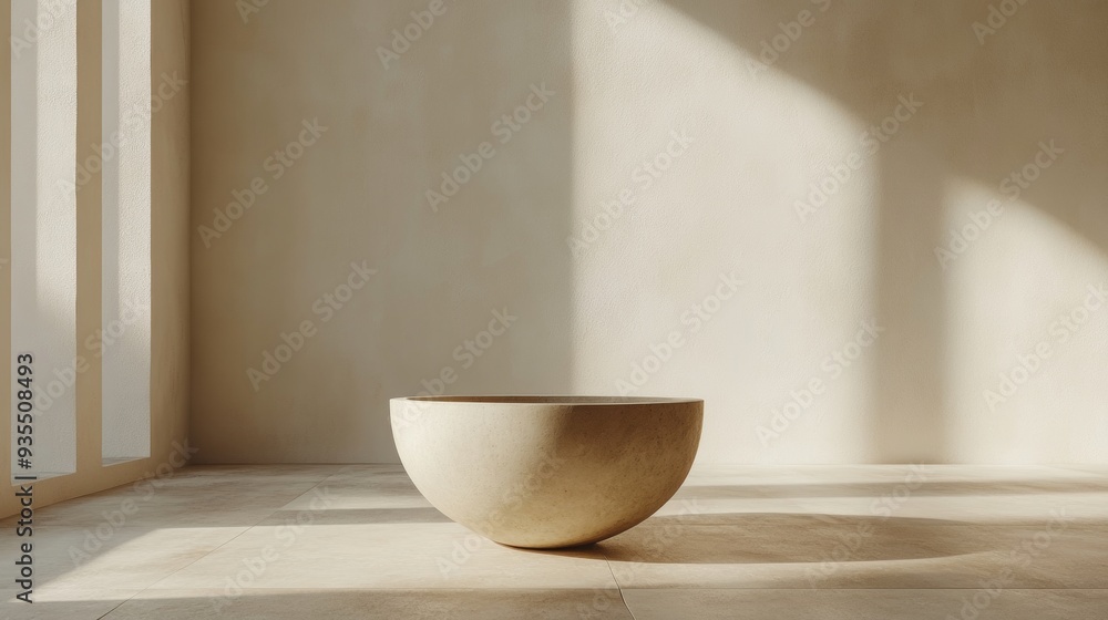 A large white bowl sits in a room with a white wall A large white bowl sits in a room with a white wall