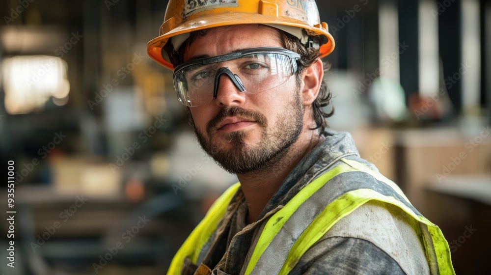 Fototapeta premium Construction Worker in Safety Gear