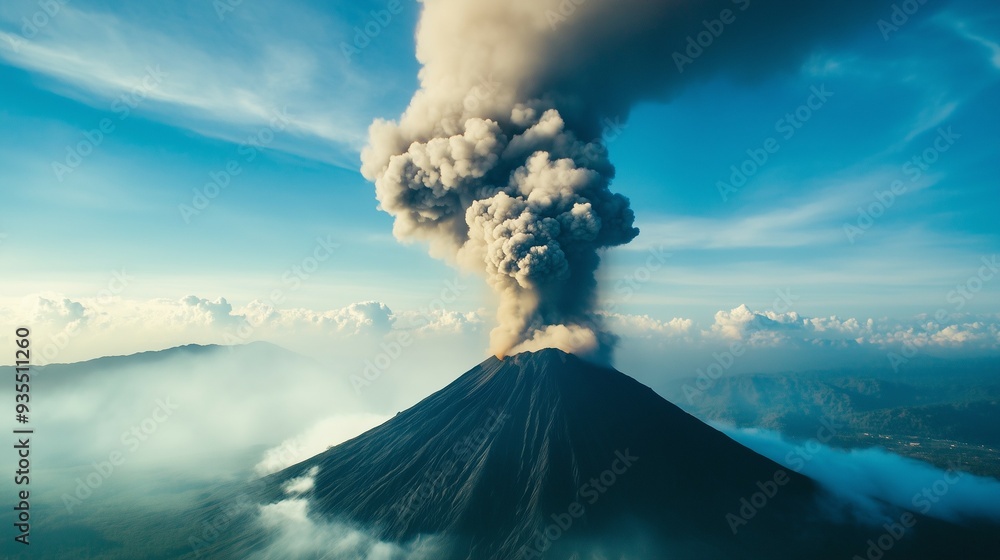 exploding Active volcano eruption with dense smoke coming out exploding Active volcano eruption with dense smoke coming out