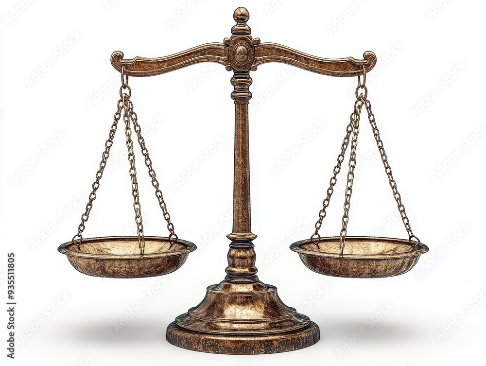 classic scales of justice isolated on a pristine white background polished metal finish reflects light symbolizing balance and fairness in law classic scales of justice isolated on a pristine white background polished metal finish reflects light symbolizing balance and fairness in law