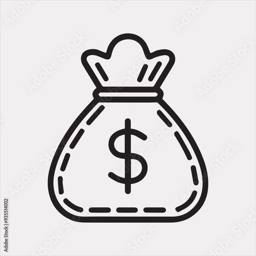 money bag one line Vector silhouette illustration icon on a white background