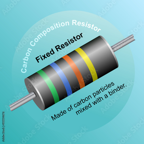 Carbon composition fixed resistor. Vector color illustration.