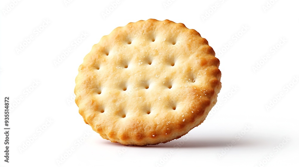 Round cracker isolated on white background full depth of field : Generative AI Round cracker isolated on white background full depth of field : Generative AI