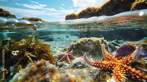 Marine life in an ocean coastline tidewater pool photo