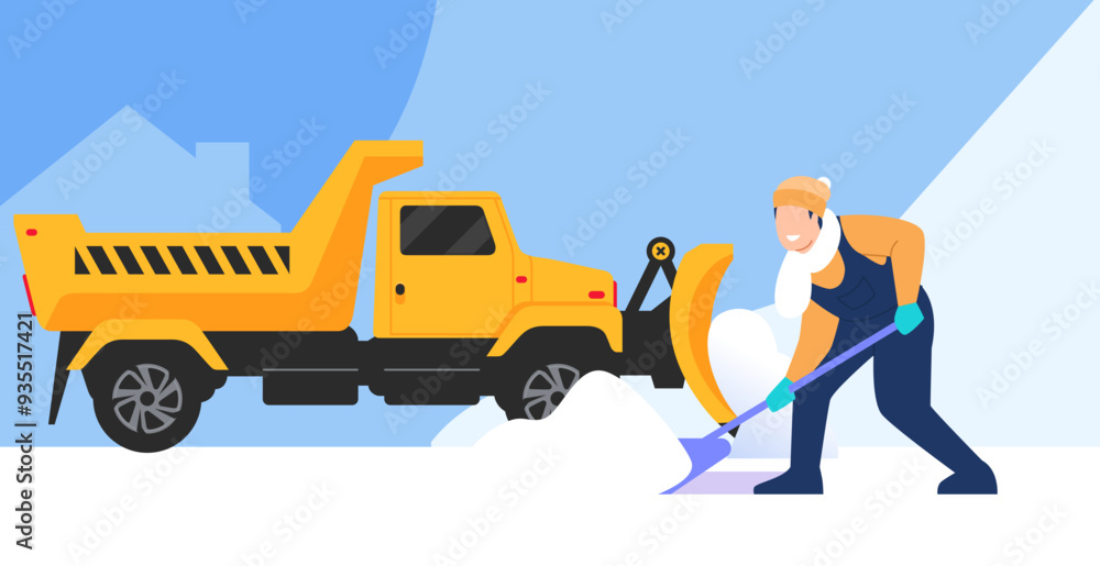 person with a truck in the snow person with a truck in the snow