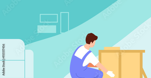 person in fixing home