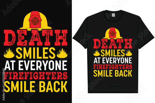 Firefighter fireman fire rescue typography graphics tshirt design