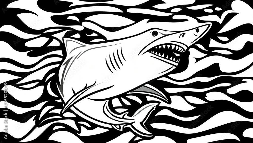 Obraz premium Coloring page, shark design