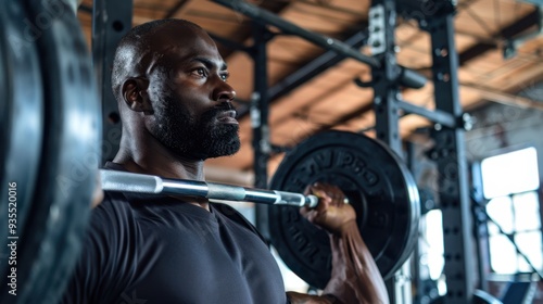 The man lifting barbell photo