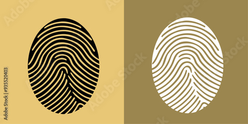 two white and black fingerprints, vector illustration