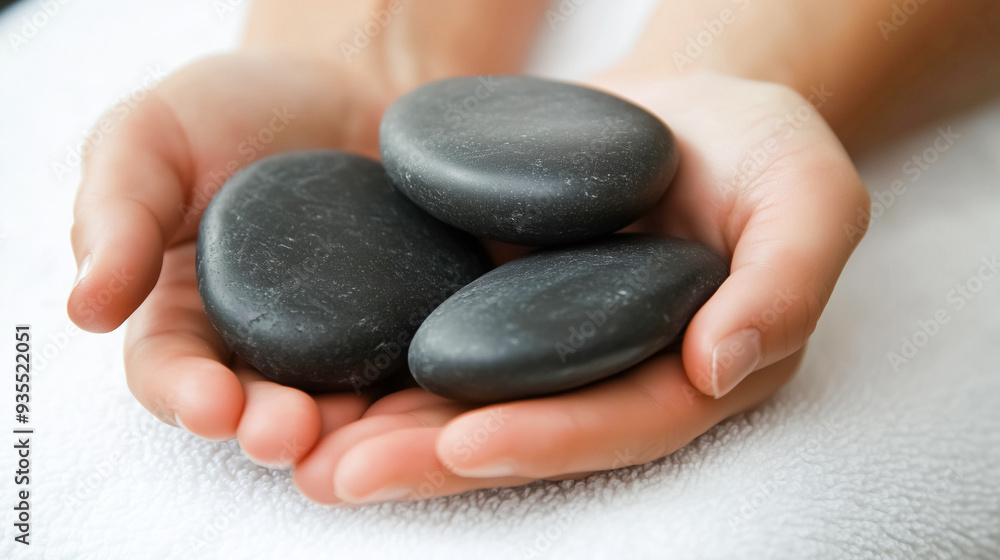 Smooth black massage stones held in cupped hands, symbolizing relaxation, healing, and spa therapy, perfect for a calming and rejuvenating massage experience. Smooth black massage stones held in cupped hands, symbolizing relaxation, healing, and spa therapy, perfect for a calming and rejuvenating massage experience.