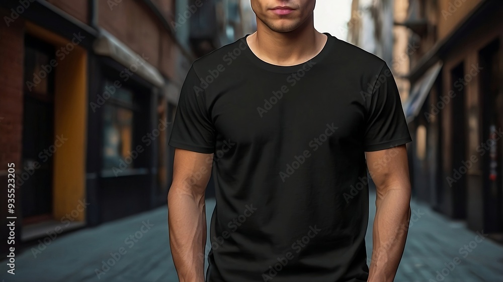 Man in black shirt, mock up t-shirt Man in black shirt, mock up t-shirt