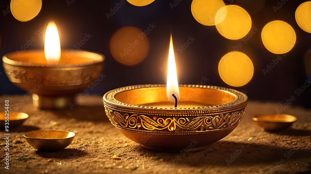 Diwali lamp element. Diwali Celebration Lighting a Sparkler Alongside Traditional Diya Oil Lamp. Diwali lamp element. Diwali Celebration Lighting a Sparkler Alongside Traditional Diya Oil Lamp.