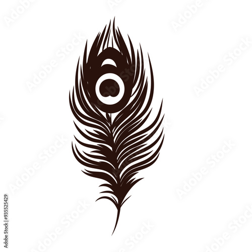 Peacock feather vector black silhouette illustration
