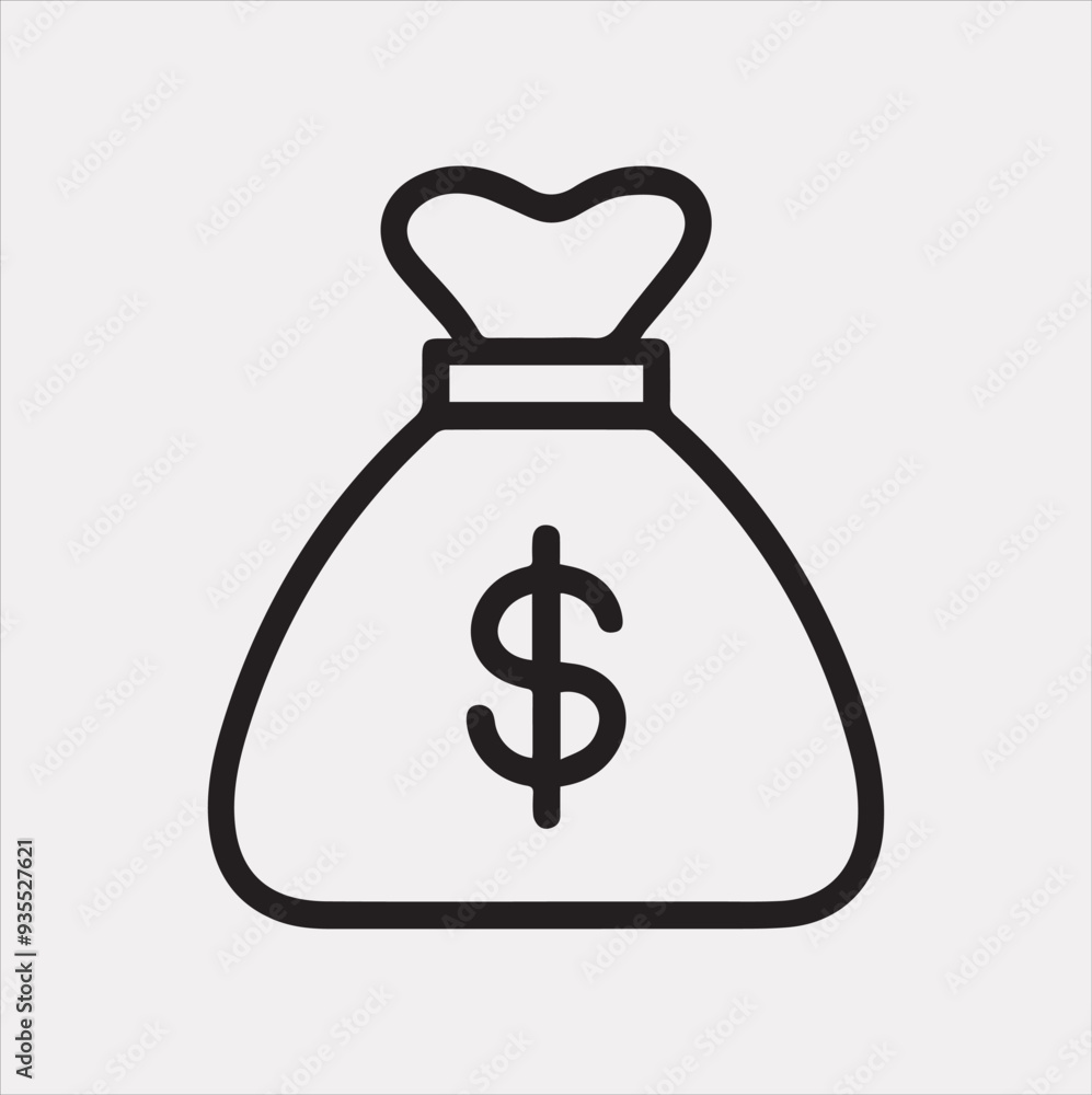 money bag one line Vector silhouette illustration icon on a white background money bag one line Vector silhouette illustration icon on a white background