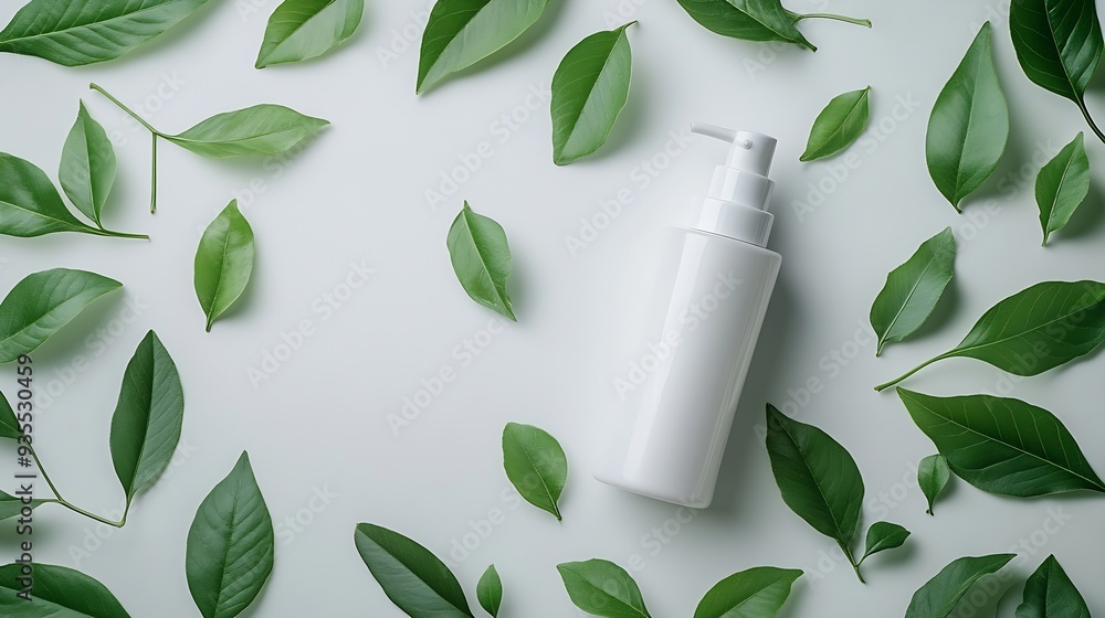 Close up of white lotion bottle and hand cream container with green leaves on white background Skincare and natural beauty concept For healthcare wellness and organic product poster : Generative AI Close up of white lotion bottle and hand cream container with green leaves on white background Skincare and natural beauty concept For healthcare wellness and organic product poster : Generative AI