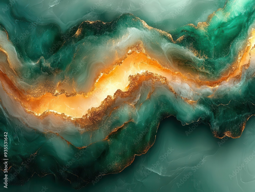 ethereal abstract background with swirling tendrils of emerald green and metallic gold fluid marblelike textures create a luxurious otherworldly atmosphere ethereal abstract background with swirling tendrils of emerald green and metallic gold fluid marblelike textures create a luxurious otherworldly atmosphere