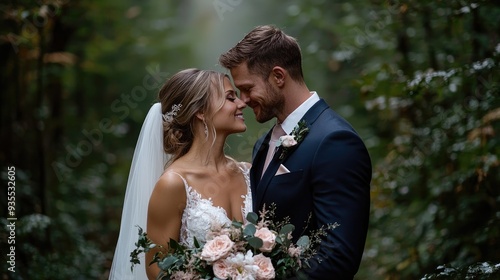 Intimate Wedding Moment in a Serene Forest Setting