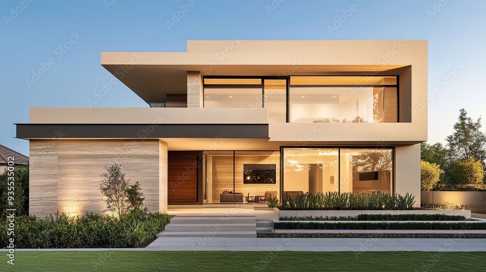 Modern Minimalist House in Beige: Sleek and Contemporary Architectural Design Featuring Clean Lines, a Neutral Beige Color Palette, and a Focus on Simplicity and Functionality. Modern Minimalist House in Beige: Sleek and Contemporary Architectural Design Featuring Clean Lines, a Neutral Beige Color Palette, and a Focus on Simplicity and Functionality.