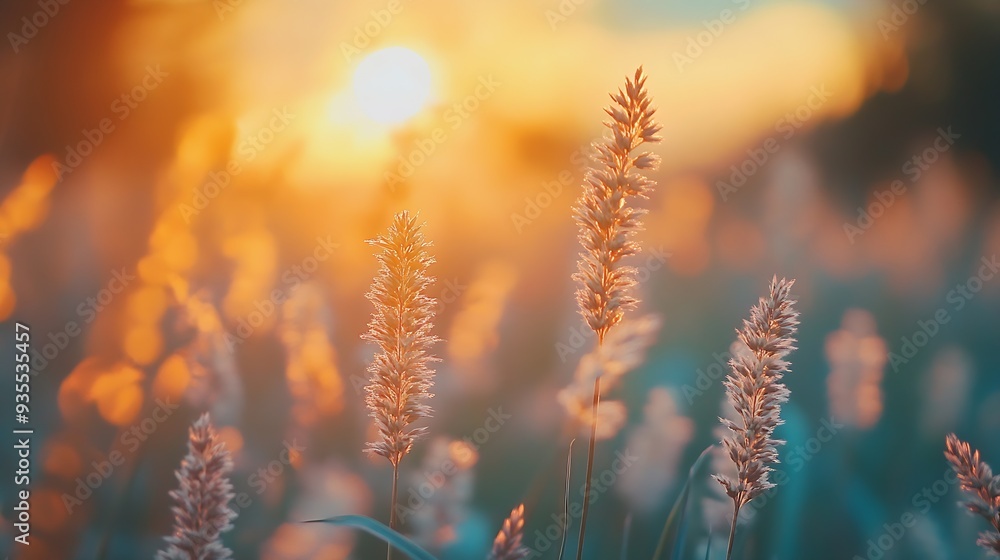Beautiful natural panoramic countryside landscape Blooming wild high grass in nature at sunset warm summer Pastoral scenery Selective focusing on foreground : Generative AI Beautiful natural panoramic countryside landscape Blooming wild high grass in nature at sunset warm summer Pastoral scenery Selective focusing on foreground : Generative AI