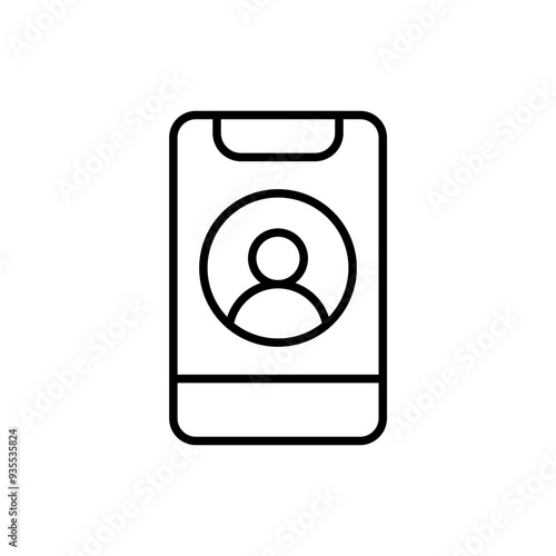 Mobile user outline icons, minimalist vector illustration ,simple transparent graphic element .Isolated on white background