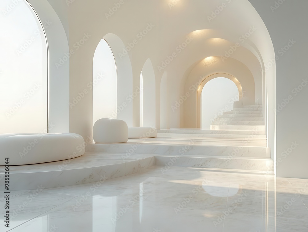 ethereal white void with floating geometric shapes soft shadows minimalist product display platform clean futuristic aesthetic ethereal white void with floating geometric shapes soft shadows minimalist product display platform clean futuristic aesthetic