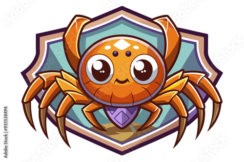 Cartoon Crab with Big Eyes Inside a Shield