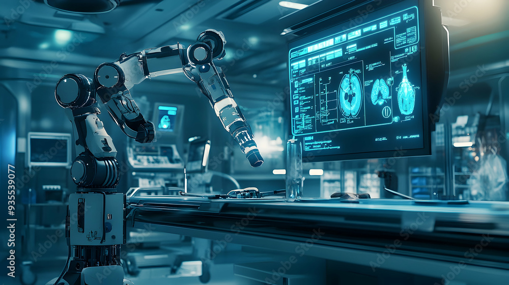 future robotic arms performing automated medical health care operation ...