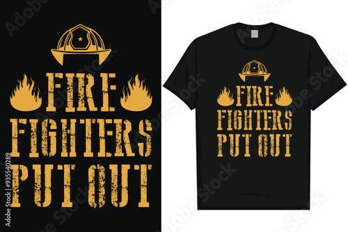 Firefighter fireman fire rescue typography graphics tshirt design