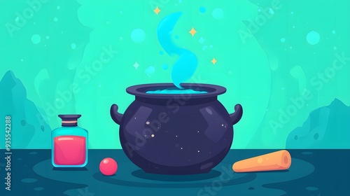 Wallpaper Mural Cartoon Magic Potion Cauldron Illustration Torontodigital.ca