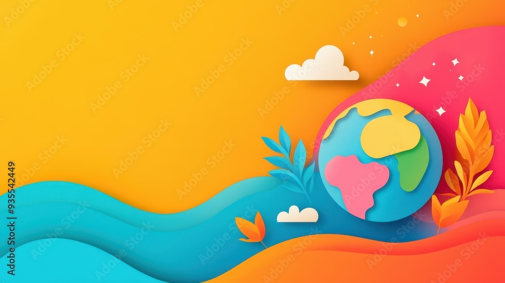 Fototapeta premium A modern flat design featuring a globe adorned with unique textures, blending style and abstract creativity.