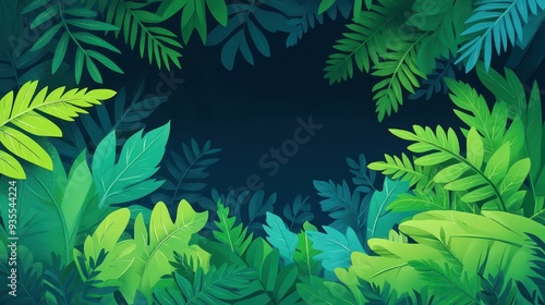 Lush green ferns bring life to a shaded area, perfectly illustrated with a fun modern cartoon twist for added charm.