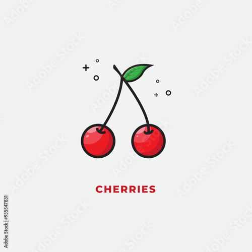 Red cherries icon vector template, vector illustration template