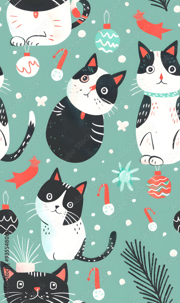 New Year's and Christmas festival seamless pattern in a 2D doodle illustrator style on pastel color backgrounds for graphic advertising. New Year's and Christmas festival seamless pattern in a 2D doodle illustrator style on pastel color backgrounds for graphic advertising.