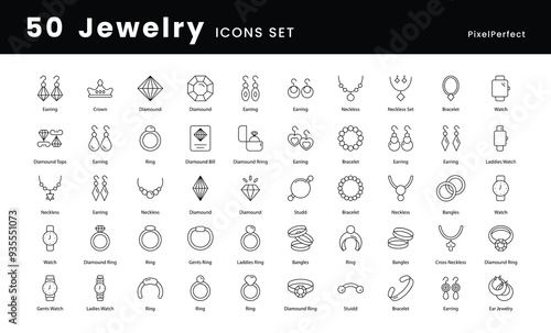 Jewelry icons set 