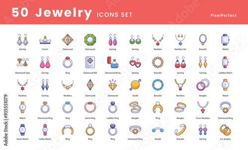 Jewelry icons set 