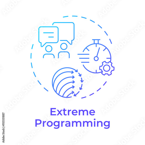 Extreme programming blue gradient concept icon. Agile methodology, workflow, management. Round shape line illustration. Abstract idea. Graphic design. Easy to use in infographic, presentation