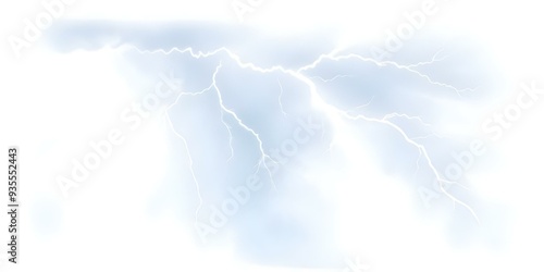 Isolated bright white lightening on a white background