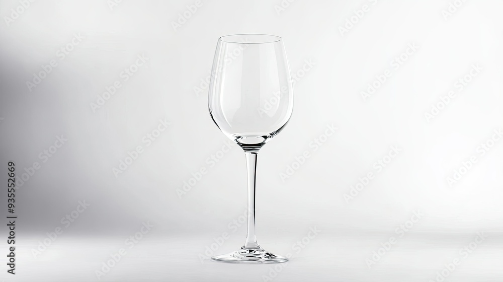 Bright white background with an elegant wine glass, empty and perfectly lit Bright white background with an elegant wine glass, empty and perfectly lit