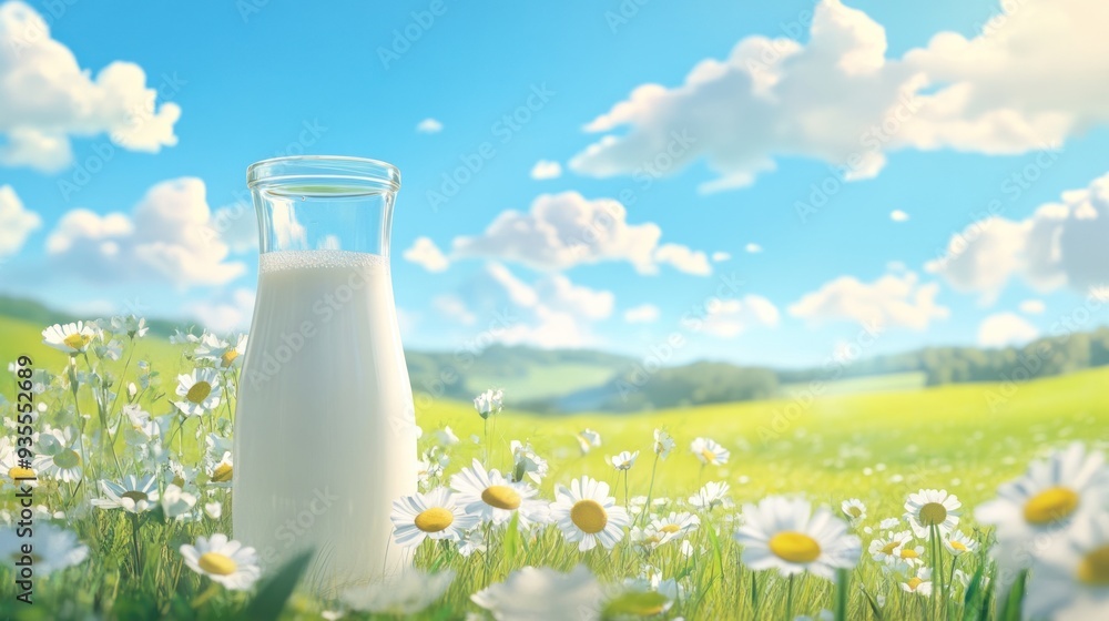 Milk Bottle in a Daisy Field Milk Bottle in a Daisy Field