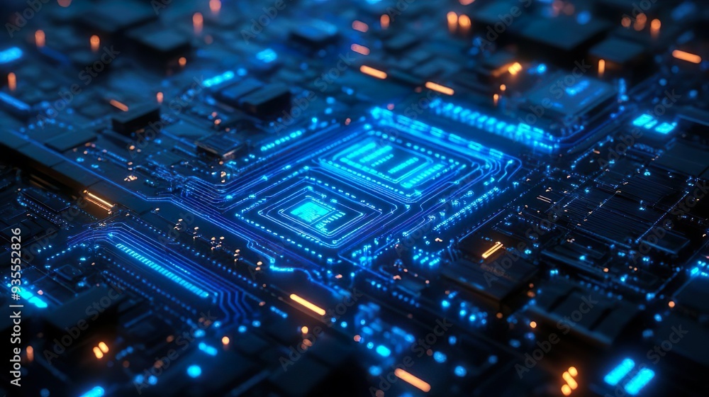 Futuristic digital circuits in glowing blue ideal for crafting a cutting-edge tech wallpaper design Futuristic digital circuits in glowing blue ideal for crafting a cutting-edge tech wallpaper design