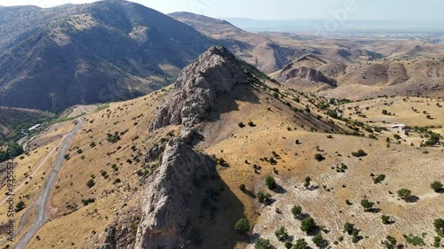 drone shot monuntain, landscape in the mountains photo