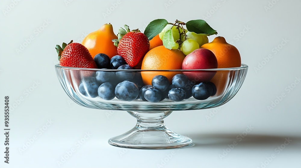 Glass stand for fruits storage isolated on white : Generative AI Glass stand for fruits storage isolated on white : Generative AI
