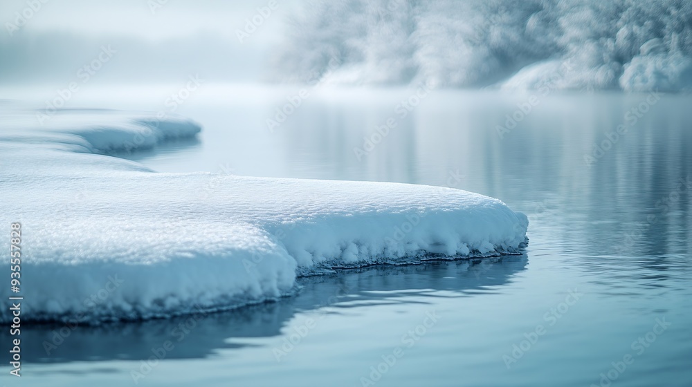 A serene winter scene featuring a pristine icyblue lake with a snowcovered shore The tranquil beauty of nature captured in the midst of winter : Generative AI A serene winter scene featuring a pristine icyblue lake with a snowcovered shore The tranquil beauty of nature captured in the midst of winter : Generative AI