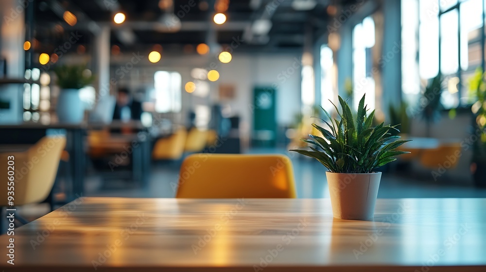 A Modern blur open space employees Workings table full furniture Still life shot of a modern wide office space : Generative AI A Modern blur open space employees Workings table full furniture Still life shot of a modern wide office space : Generative AI