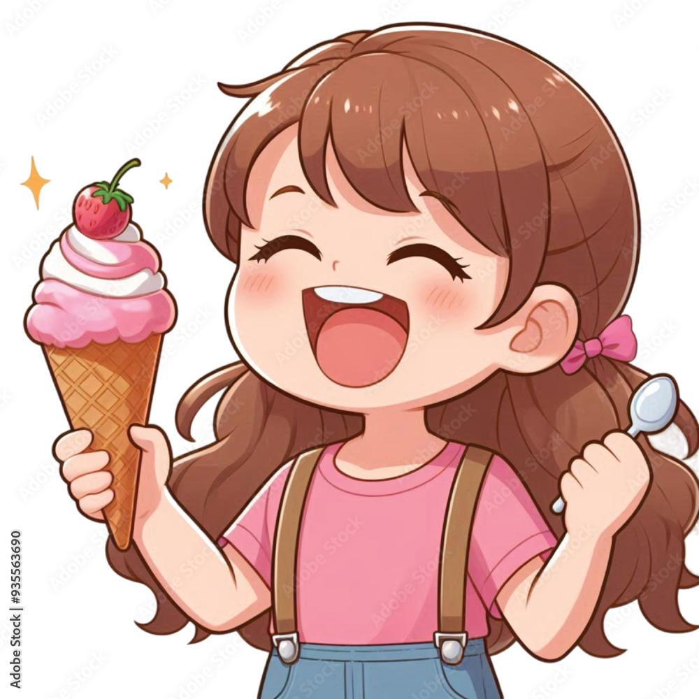Girl enjoy with cone ice cream vector Girl enjoy with cone ice cream vector