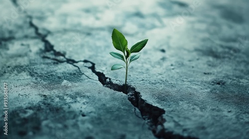 Resilience: A Single Plant Growing Through a Crack in the Concrete